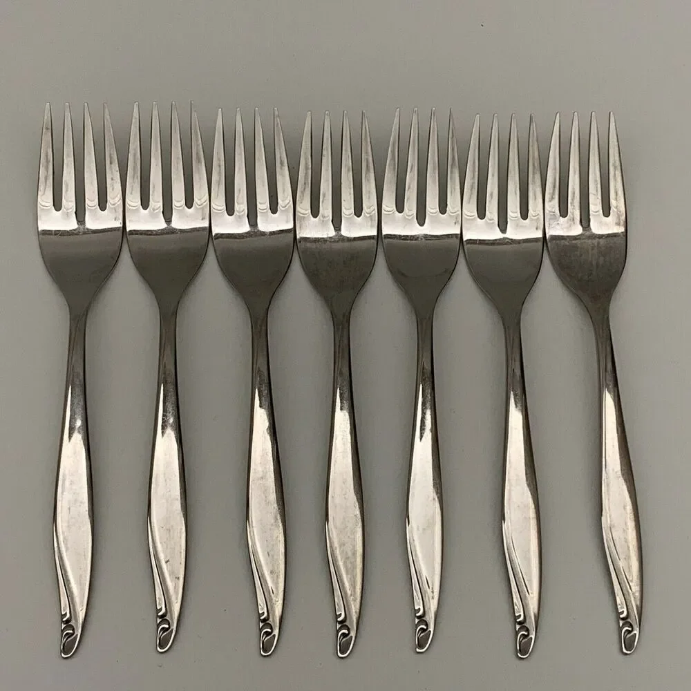 Wm. A. Rogers‎ Oneida Surf Club Stainless Individual Salad Forks Lot of 7